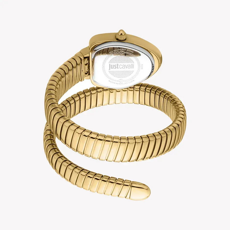 Just Cavalli Lady Snake Green Dial Gold Steel Strap Watch for Women - JC1L249M0035