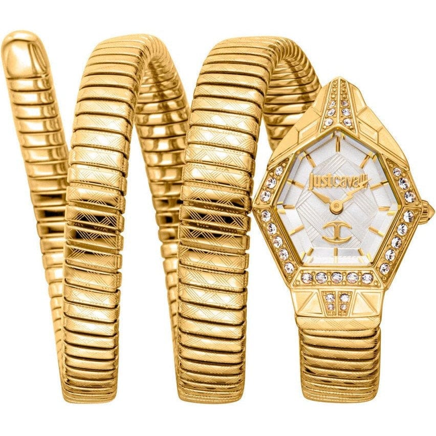 Just Cavalli Mesmerizing White Dial Gold Steel Strap Watch for Women - JC1L304M0025