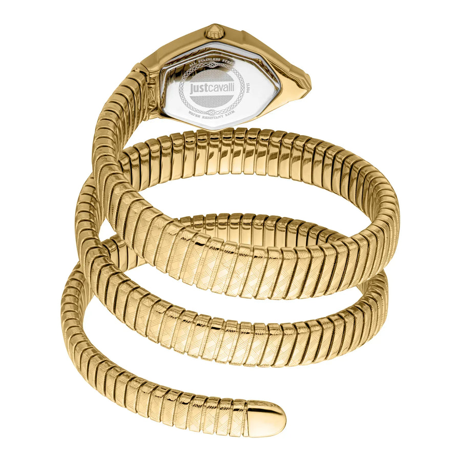 Just Cavalli Mesmerizing White Dial Gold Steel Strap Watch for Women - JC1L304M0025