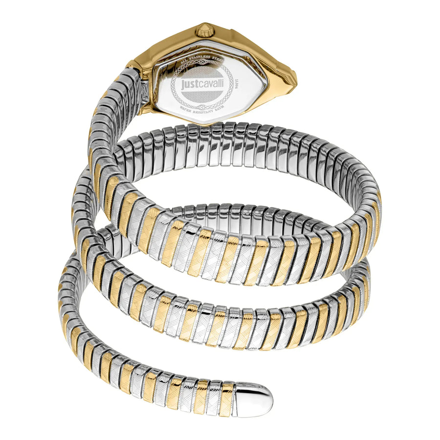 Just Cavalli Mesmerizing White Dial Two Tone Steel Strap Watch for Women - JC1L304M0055