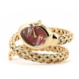 Just Cavalli Novara Red Dial Gold Steel Strap Watch for Women - JC1L264M0035