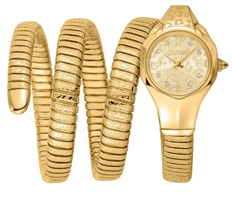 Just Cavalli Ravenna Gold Dial Gold Steel Strap Watch for Women - JC1L271M0025