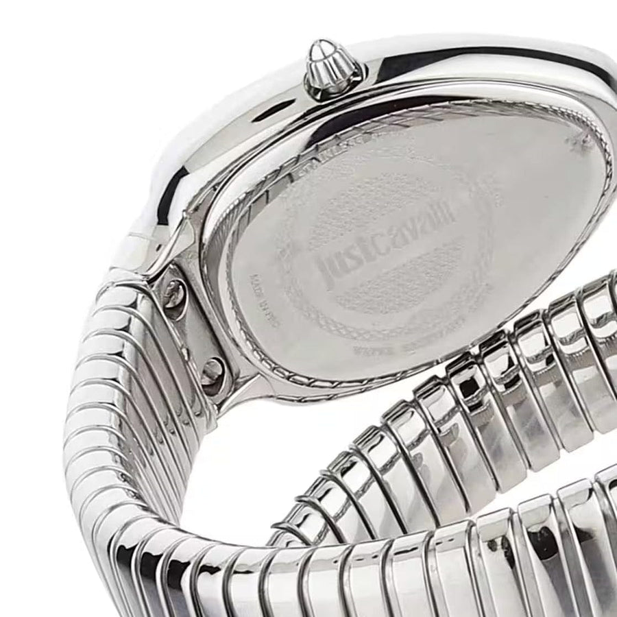 Just Cavalli Serpente Metallica Black Dial Silver Steel Strap Watch for Women - JC1L208M0025