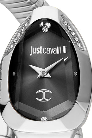 Just Cavalli Serpente Metallica Black Dial Silver Steel Strap Watch for Women - JC1L208M0025