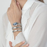 Just Cavalli Serpente Metallica Blue Dial Silver Steel Strap Watch for Women - JC1L209M0025