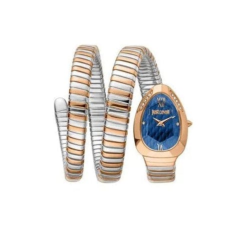 Just Cavalli Serpente Metallica Blue Dial Two Tone Steel Strap Watch for Women - JC1L224M0095