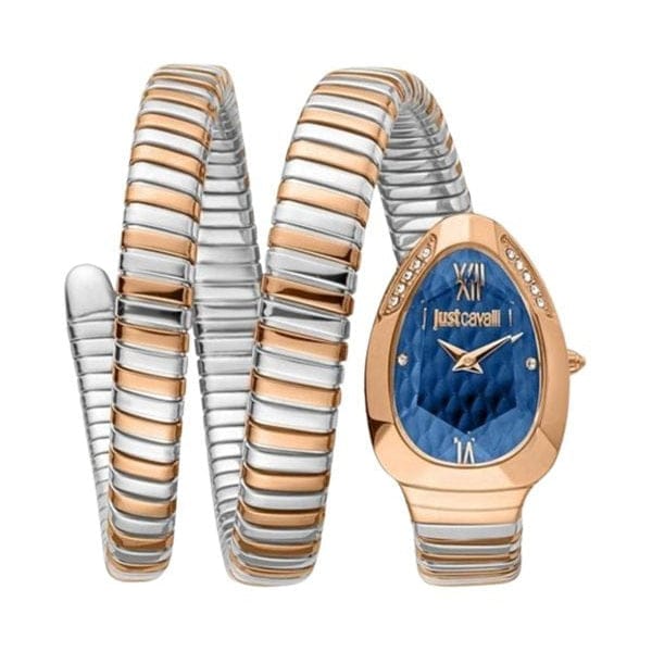 Just Cavalli Serpente Metallica Blue Dial Two Tone Steel Strap Watch for Women - JC1L224M0095