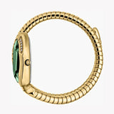 Just Cavalli Serpente Metallica Green Dial Gold Steel Strap Watch for Women - JC1L223M0035