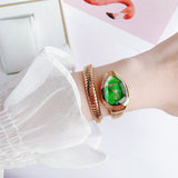 Just Cavalli Serpente Metallica Green Dial Rose Gold Steel Strap Watch for Women - JC1L208M0055