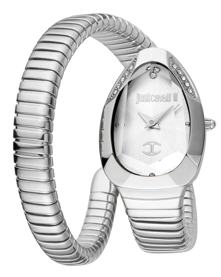 Just Cavalli Serpente Metallica Silver Dial Silver Steel Strap Watch for Women - JC1L208M0015