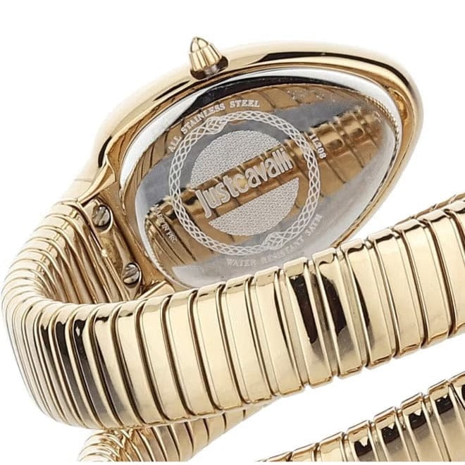Just Cavalli Serpente Metallica White Dial Gold Steel Strap Watch for Women - JC1L208M0035
