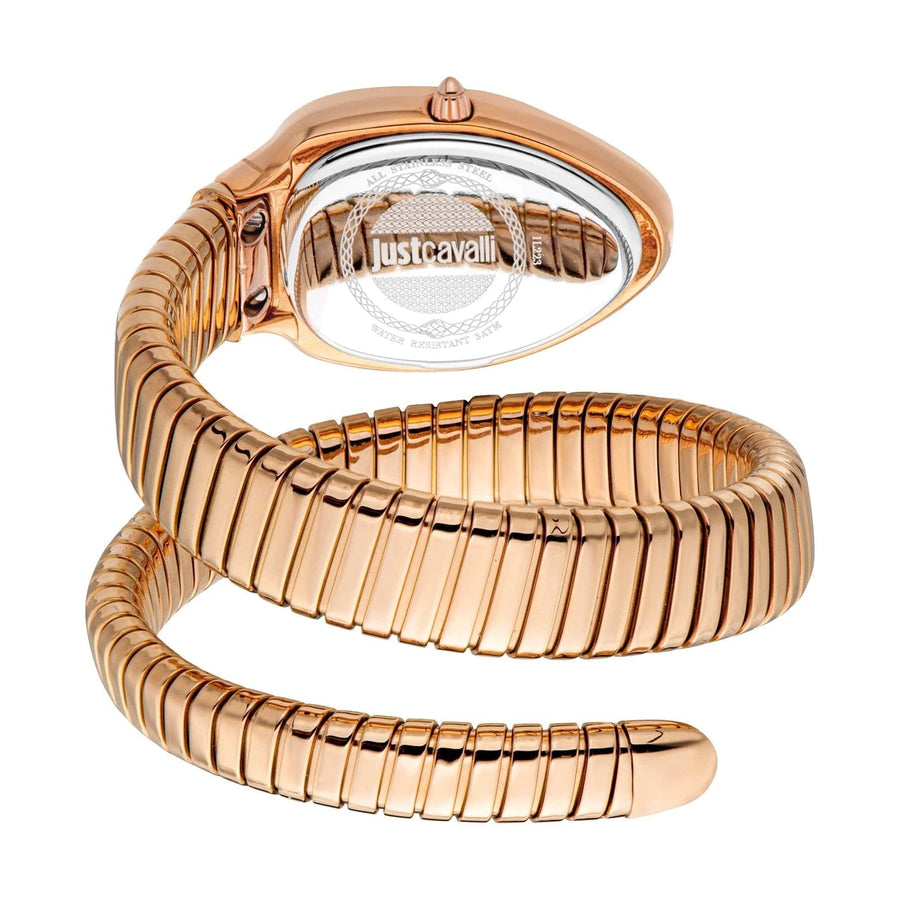 Just Cavalli Serpente Metallica White Dial Rose Gold Steel Strap Watch for Women - JC1L223M0045