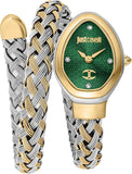 Just Cavalli Twined Green Dial Two Tone Steel Strap Watch for Women - JC1L264M0065