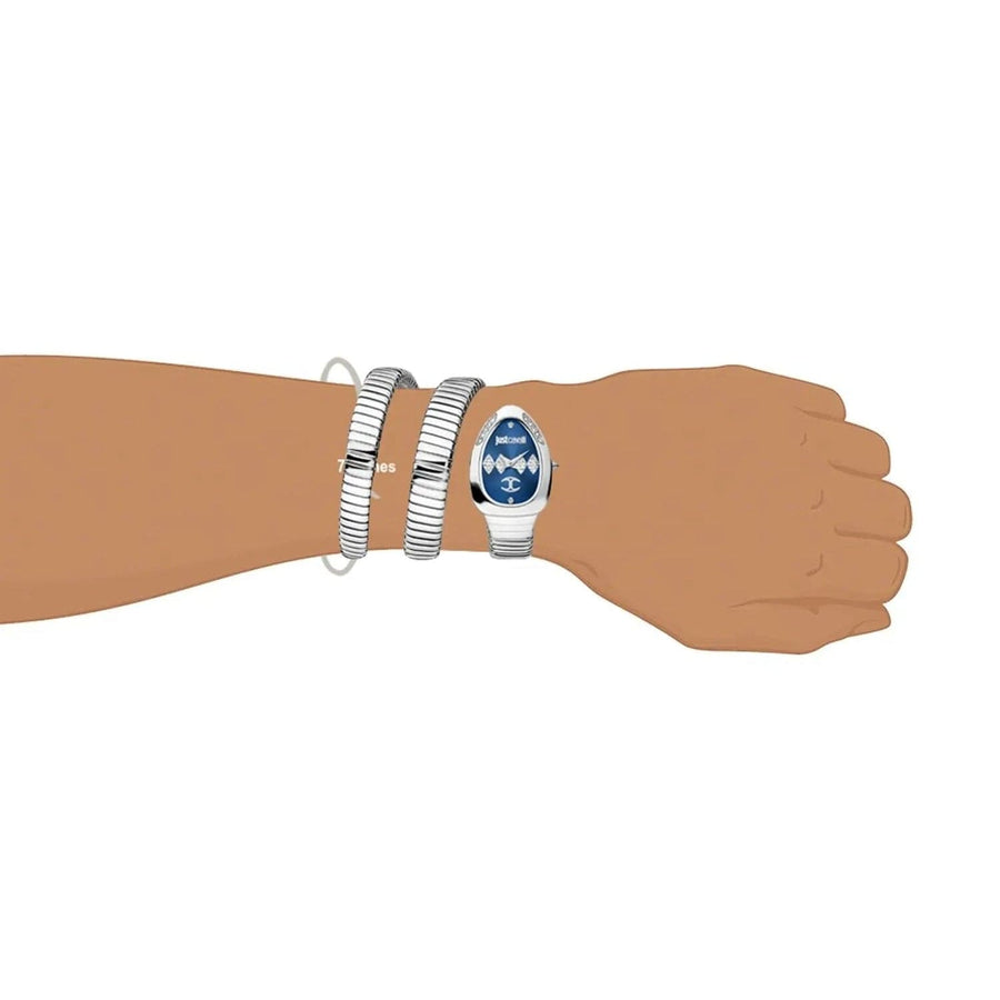 Just Cavalli Vezzoso Blue Dial Silver Steel Strap Watch for Women - JC1L230M0025