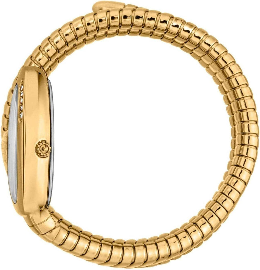 Just Cavalli Vezzoso White Dial Gold Steel Strap Watch for Women - JC1L230M0035