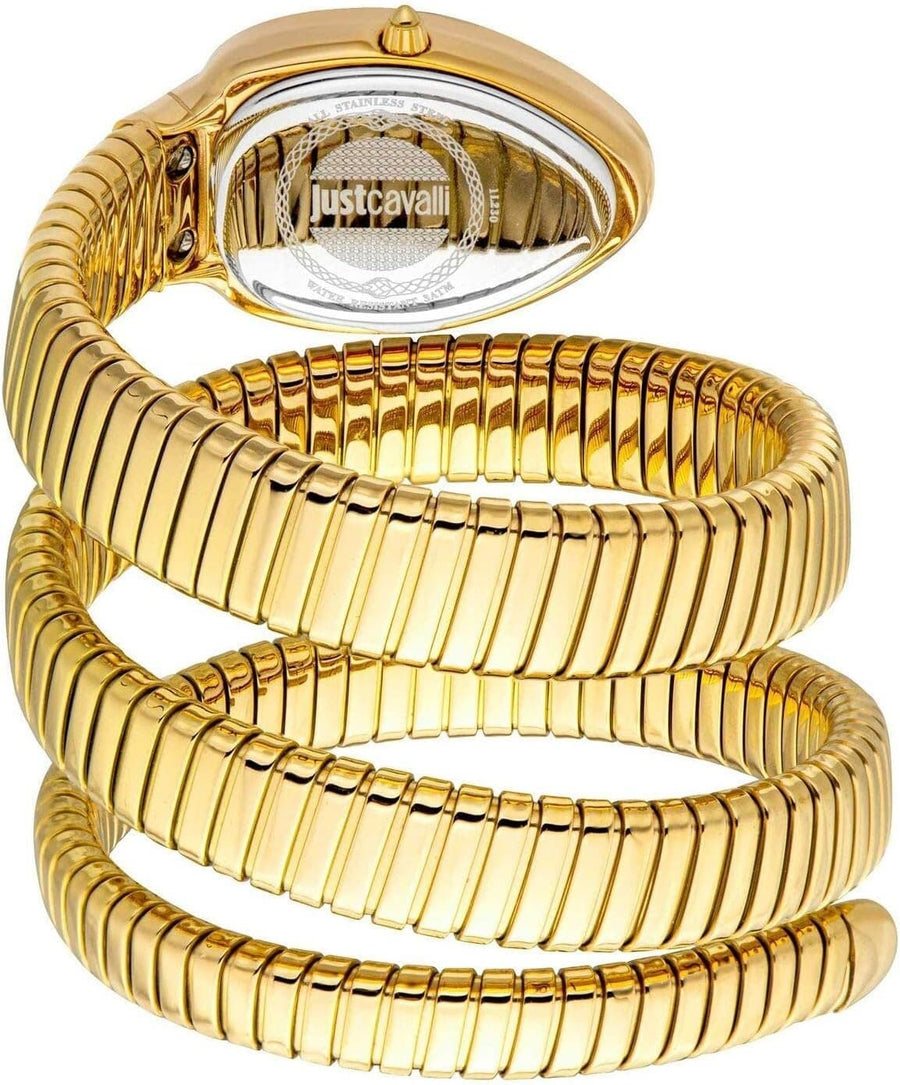 Just Cavalli Vezzoso White Dial Gold Steel Strap Watch for Women - JC1L230M0035