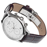 Tissot T Classic Tradition Chronograph White Dial Brown Leather Strap Watch For Men - T063.617.16.037.00