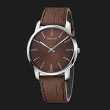 Calvin Klein City Brown Dial Brown Leather Strap Watch for Men - K2G211GK