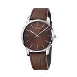 Calvin Klein City Brown Dial Brown Leather Strap Watch for Men - K2G211GK