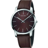 Calvin Klein City Brown Dial Brown Leather Strap Watch for Men - K2G211GK