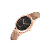 Calvin Klein Minimal Black Dial Rose Gold Mesh Bracelet Watch for Men - K3M22621