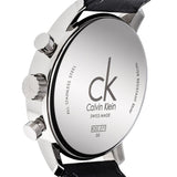 Calvin Klein City Chronograph Black Dial Black Leather Strap Watch for Men - K2G271C3