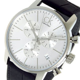 Calvin Klein City Chronograph Silver Dial Black Leather Strap Watch for Men - K2G271C6