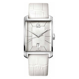 Calvin Klein Window White Dial White Leather Strap Watch for Men - K2M21120