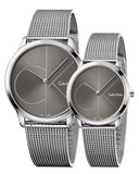 Calvin Klein Minimal Black Dial Silver Mesh Bracelet Watch for Men - K3M21123