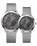 Calvin Klein Minimal Grey Dial Silver Mesh Bracelet Watch for Men - K3M21124