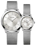 Calvin Klein Minimal Silver Dial Silver Mesh Bracelet Watch for Men - K3M21126