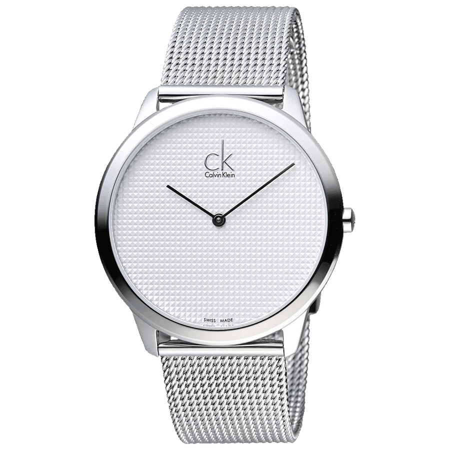 Calvin Klein Minimal White Dial Silver Mesh Bracelet Watch for Men - K3M2112Y