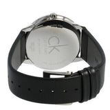 Calvin Klein Minimal Black Dial Black Leather Strap Watch for Men - K3M211C3