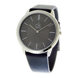 Calvin Klein Minimal Black Dial Black Leather Strap Watch for Men - K3M211C4