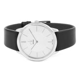 Calvin Klein Minimalist White Dial Black Leather Strap Watch for Men - K3M211C6