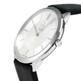 Calvin Klein Minimalist White Dial Black Leather Strap Watch for Men - K3M211C6