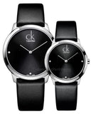 Calvin Klein Minimal Black Dial Black Leather Strap Watch for Men - K3M221CS