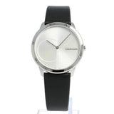 Calvin Klein Minimal Silver Dial Black Leather Strap Watch for Men - K3M211CY