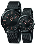 Calvin Klein Minimal Black Dial Black Mesh Bracelet Watch for Men - K3M21421