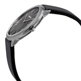 Calvin Klein Minimal Black Dial Black Leather Strap Watch for Men - K3M211C4