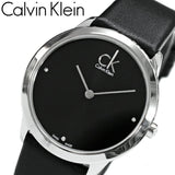 Calvin Klein Minimal Black Dial Black Leather Strap Watch for Men - K3M221CS