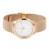 Calvin Klein Minimal White Dial Rose Gold Mesh Bracelet Watch for Women - K3M22626