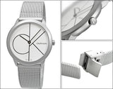 Calvin Klein Minimal White Dial Silver Mesh Bracelet Watch for Women - K3M5215X