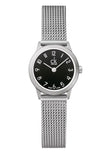 Calvin Klein Minimal Black Dial Silver Mesh Bracelet Watch for Women - K3M53151