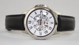 Fossil Grant Automatic Skeleton White Dial Black Leather Strap Watch for Men - ME3101