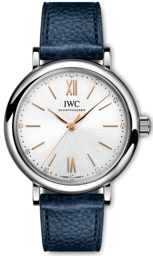 IWC Portofino Automatic Silver Dial Blue Leather Strap Watch for Women - IW357411