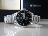 Tag Heuer Carrera Calibre 5 Automatic Black Dial Silver Steel Strap Watch for Men - WAR201A.BA0723