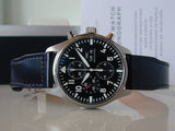 IWC Pilot's Watch Chronograph Black Dial Black Leather Strap Watch for Men - IW377709