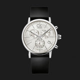 Calvin Klein Post Minimal White Dial Black Leather Strap Watch for Men - K7627120