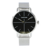 Calvin Klein Even Black Dial Silver Mesh Bracelet Watch for Women - K7B21121